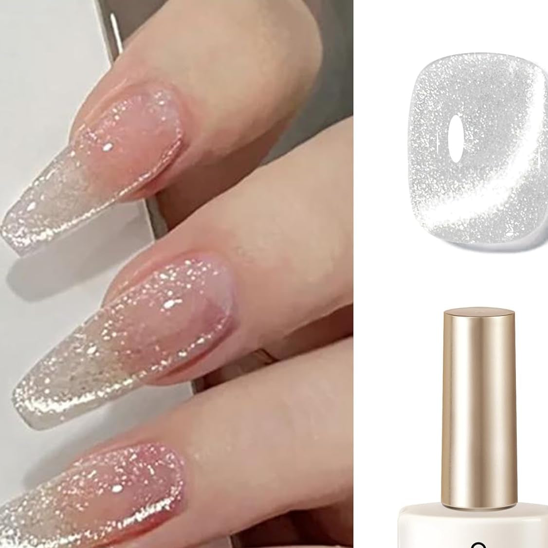 Cat Magnetic Eye Gel Nail Polish, Holographic Glitter Super Shine Gel Nail Polish Soak Off Led Nail Polish Nail Art Gel Manicure Salon DIY Gifts 15ML