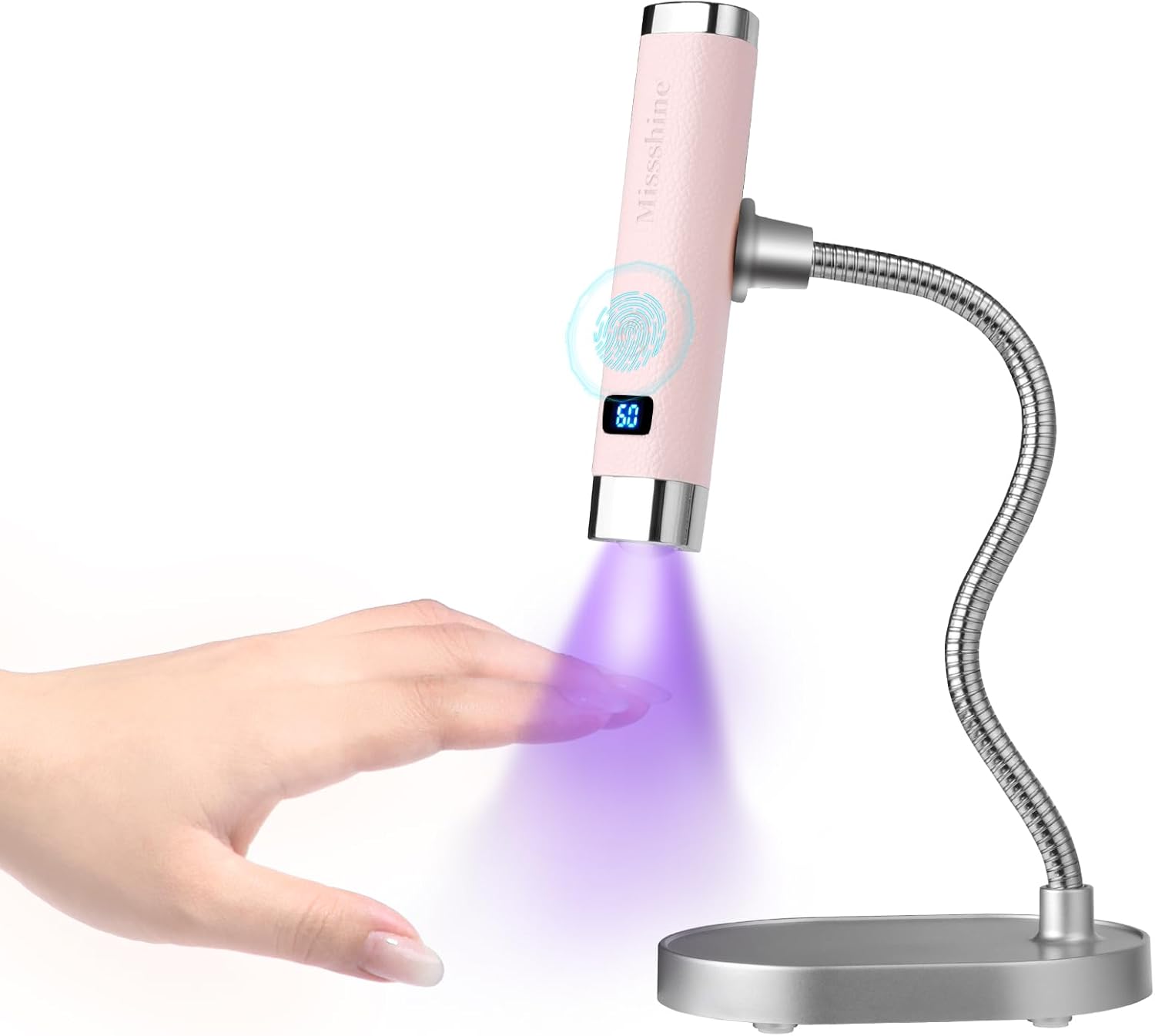 Light for Nails Handheld Cordless Nail Lamp,Rechargeable Nail Dryer with LED Display,Fast Curing Goosenecks Lamp with Auto Sensor DIY at Home (Pink)