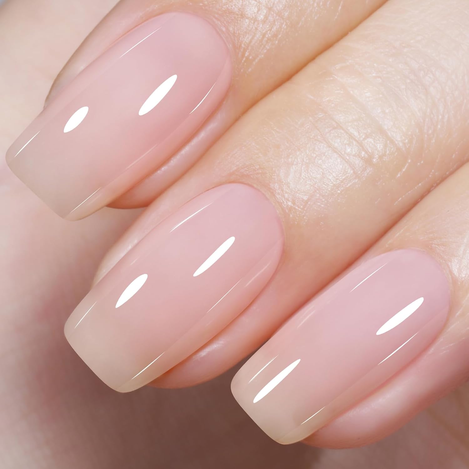 Milky Pink Nude Gel Nail Polish, 15ml Translucent Soak Off UV LED Light Cure Gel Polish, Long Lasting for French Nail Art Salon DIY Manicure at Home