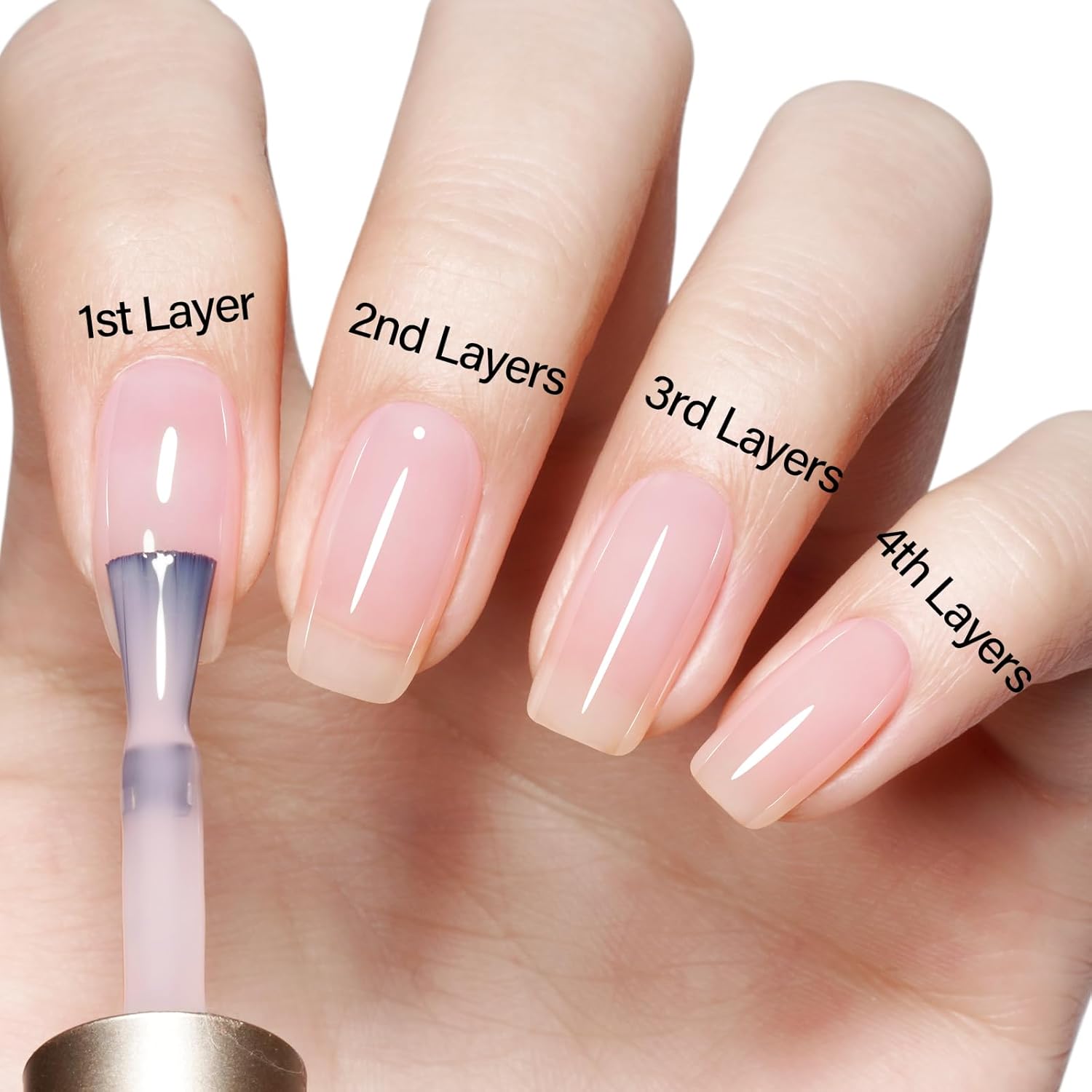 Milky Pink Nude Gel Nail Polish, 15ml Translucent Soak Off UV LED Light Cure Gel Polish, Long Lasting for French Nail Art Salon DIY Manicure at Home