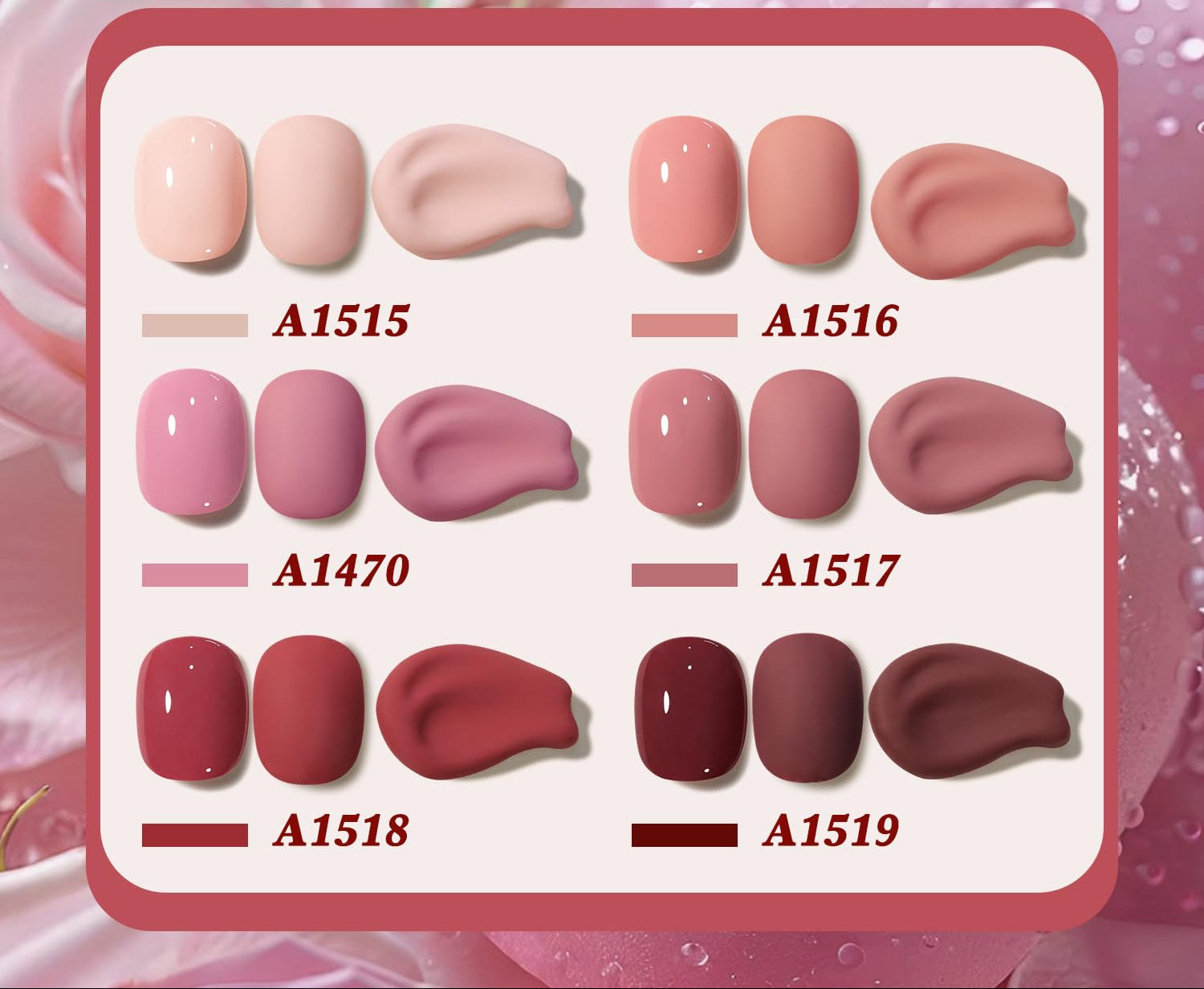 6 Pcs 15 ML Gel Polish Set Same Color Same Bottle Soak Off Gel Polish Kit Nail Art Manicure Salon DIY at Home for Women (Burgundy Red Nude Pink Purple Beige-T6-3)