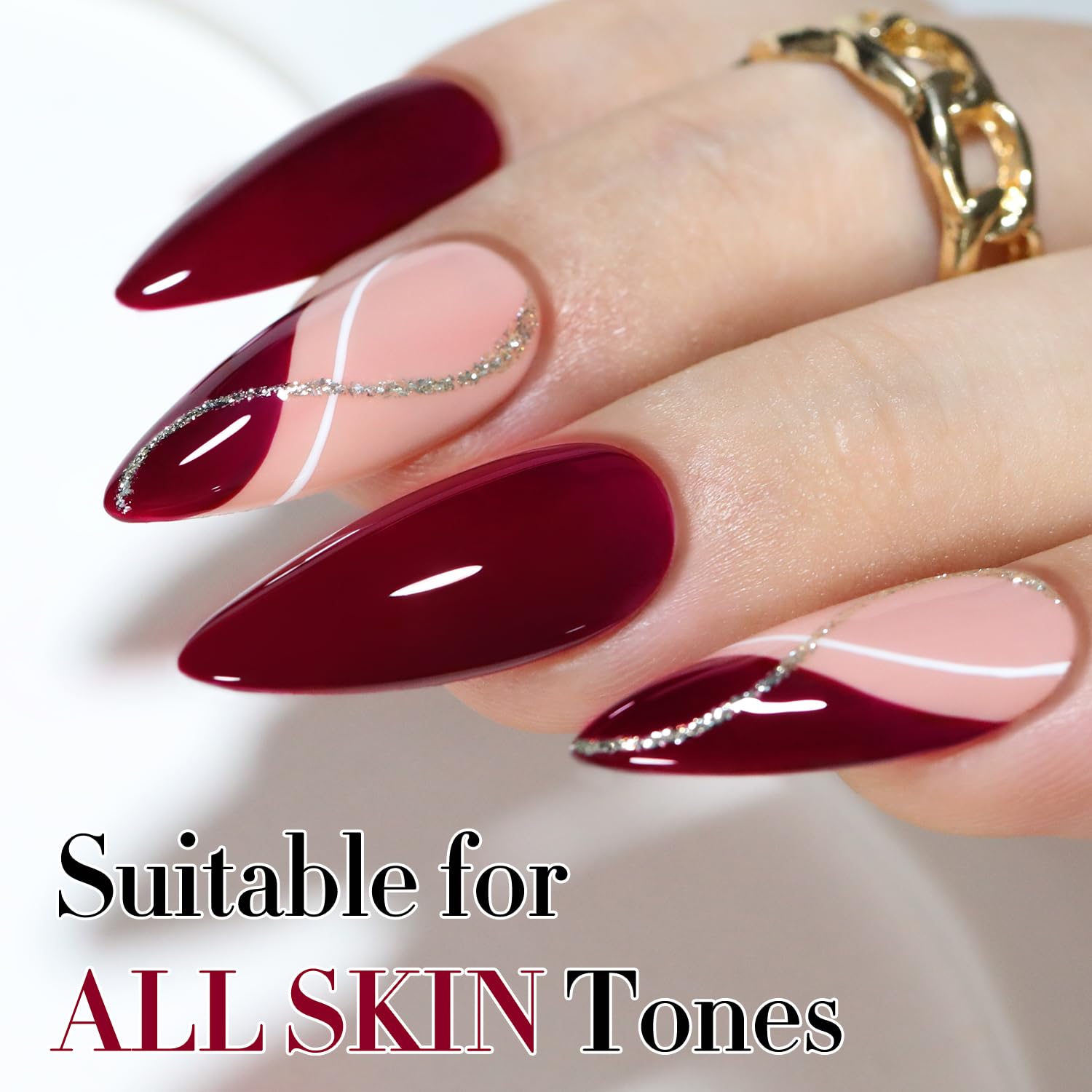 15ML Gel Nail Polish Pure Sheer Same Color Same Bottle Soak Off Gel Polish Art Manicure Salon DIY at Home for Women (Burgundy-A1129)